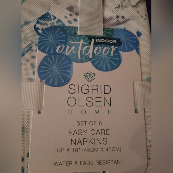 Sigrid Olsen Home set of 6 Easy Care Napkins Seaside Motif 18"× 18" New - Picture 2 of 4